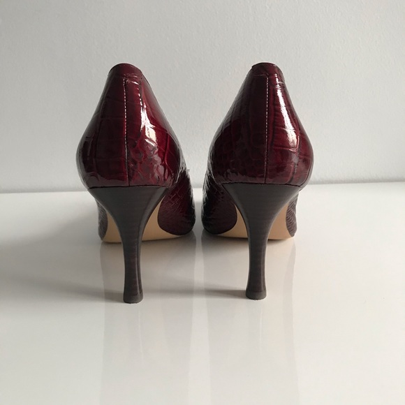 Arturo Chiang Red Wine Snakeskin Pumps Patent Leather Women’s Shoes Vintage Y2K - Picture 2 of 16